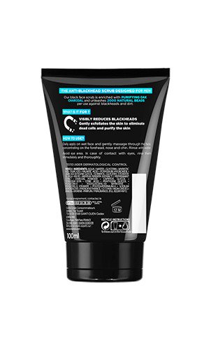 Men Expert Pure Charcoal Scrub Packshot Back